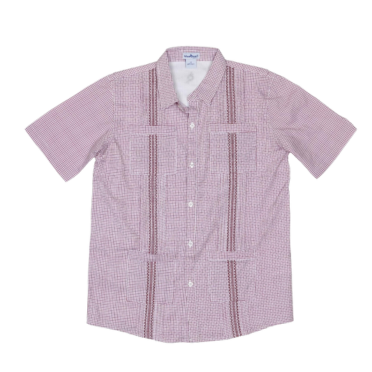 Men's - Guayabera - Classic Maroon Short Sleeve Shirt