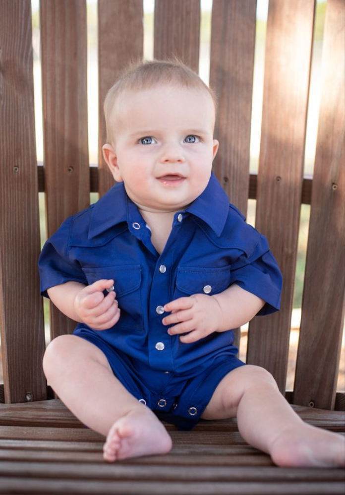 Gameday Navy Pearl Snap Romper