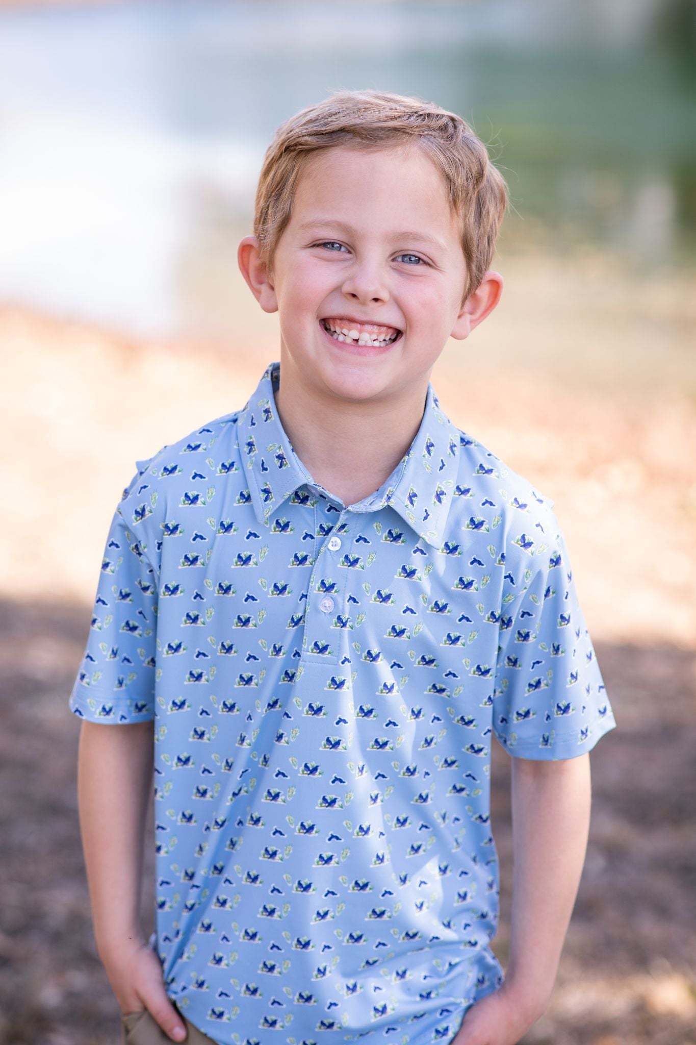 Quail Woodblock Polo Short Sleeve Shirt