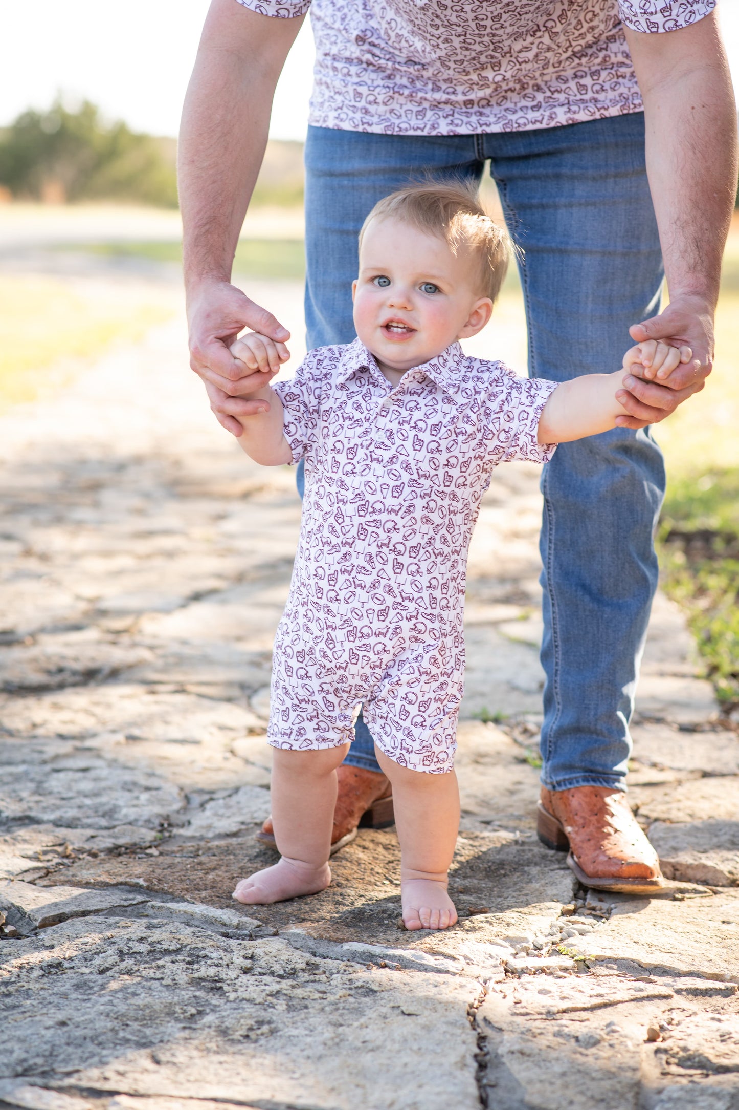 Kickoff Maroon Polo Short Sleeve Romper