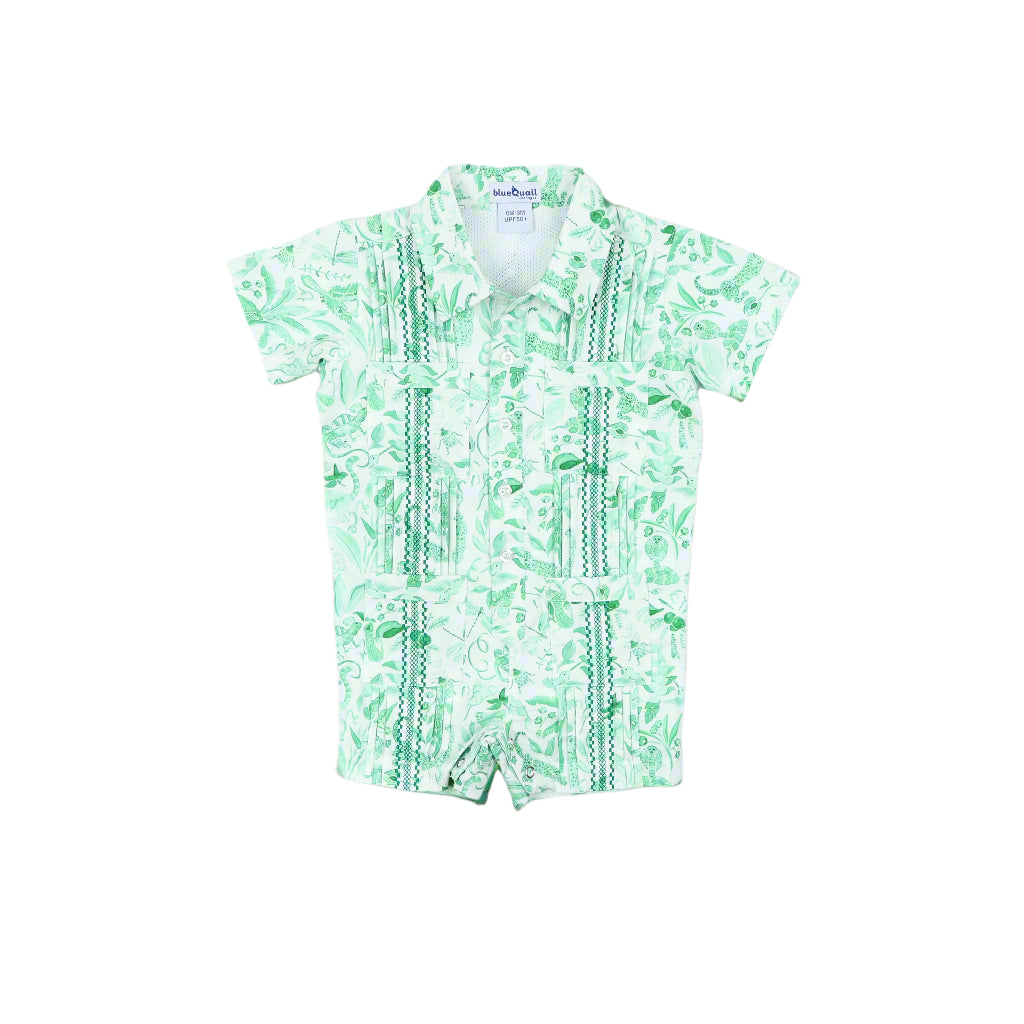Guayabera - Jade Jungle Short Sleeve Romper