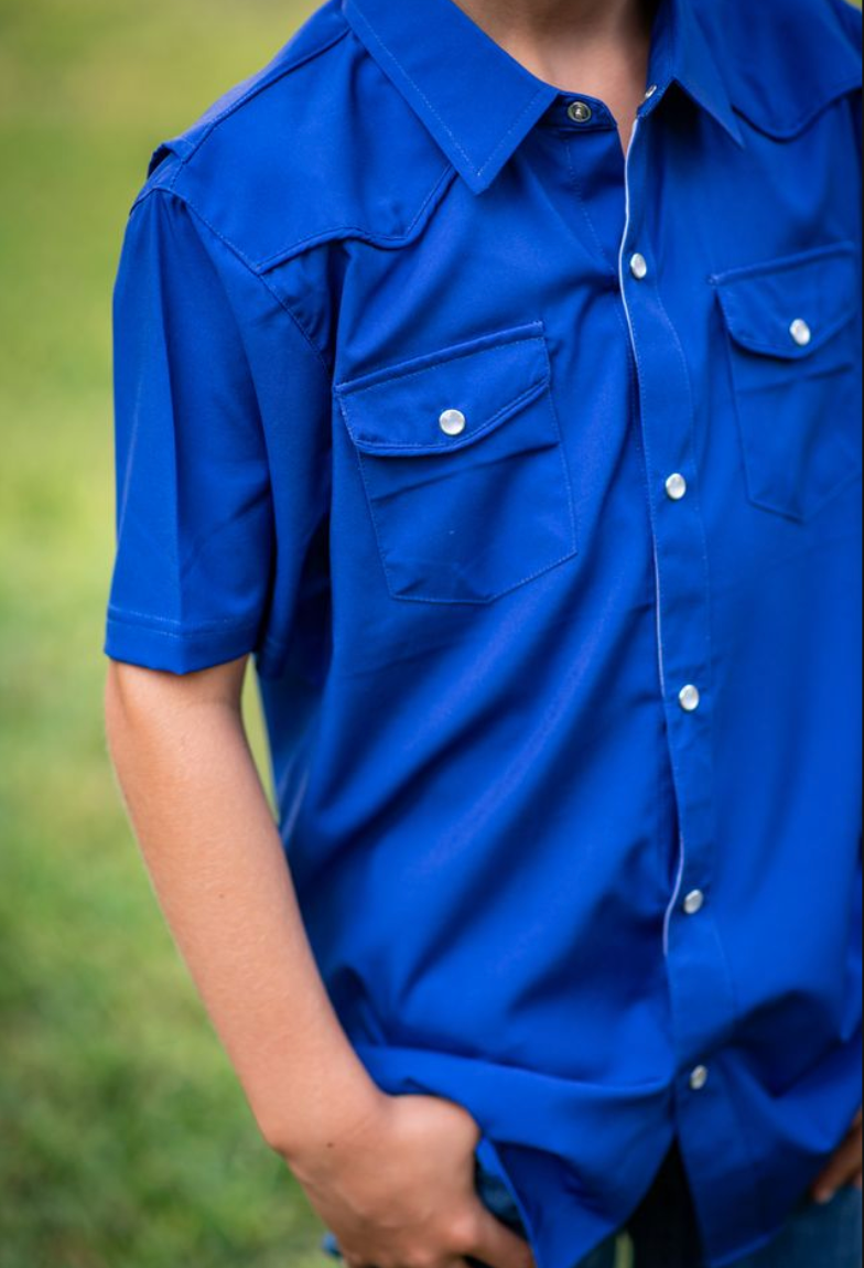 Gameday Navy Pearl Snap Short Sleeve Shirt