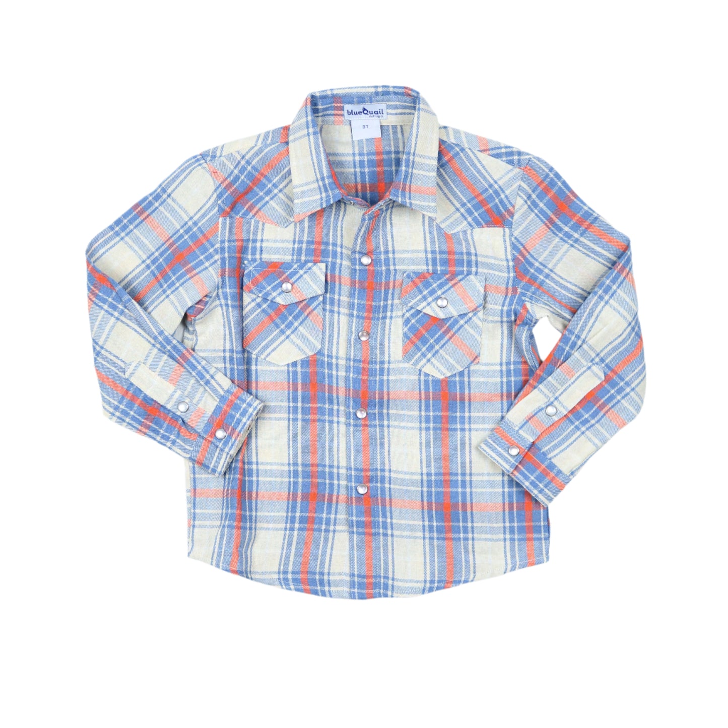 All American Plaid Pearl Snap Long Sleeve Flannel Shirt