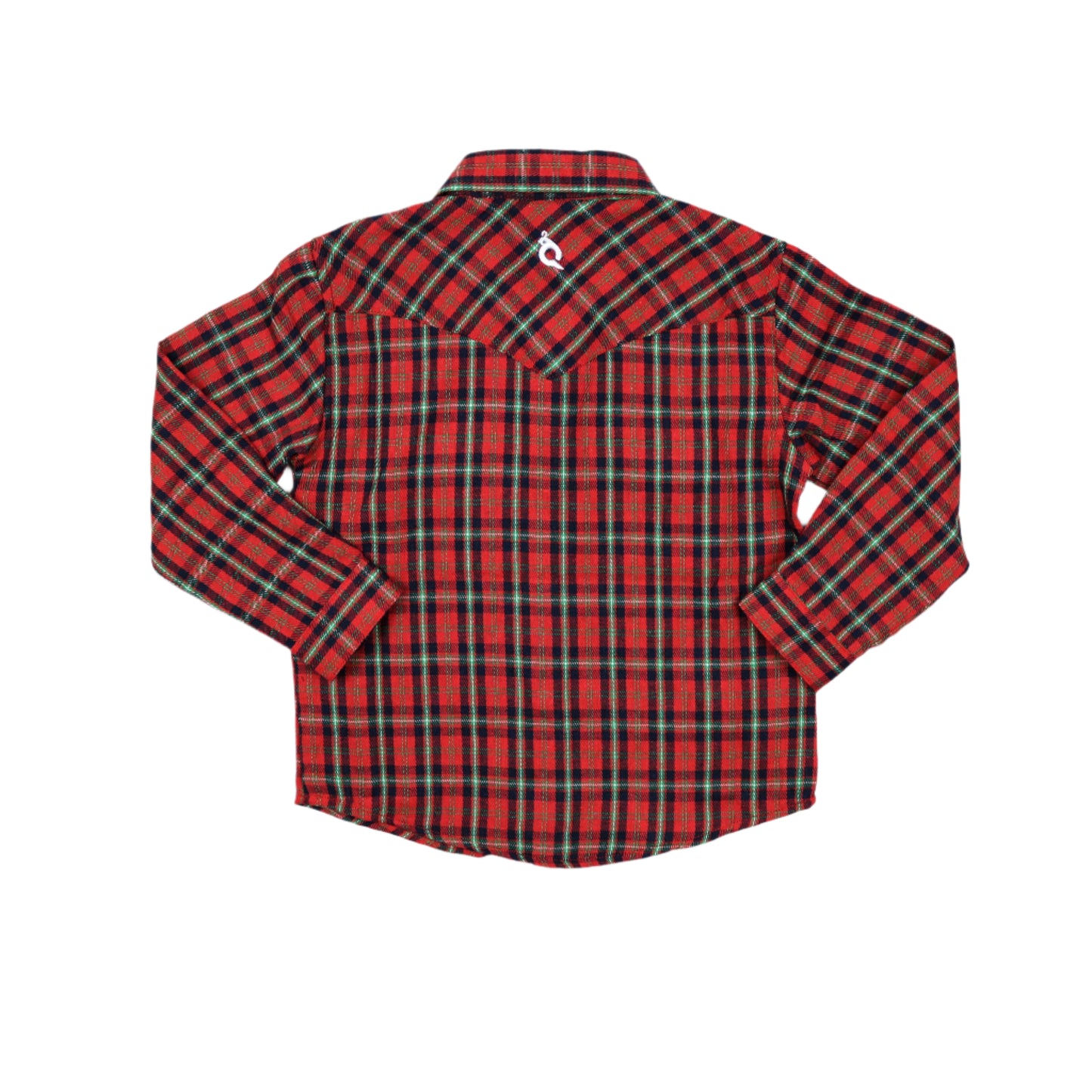 Holiday Plaid Pearl Snap Long Sleeve Flannel Shirt