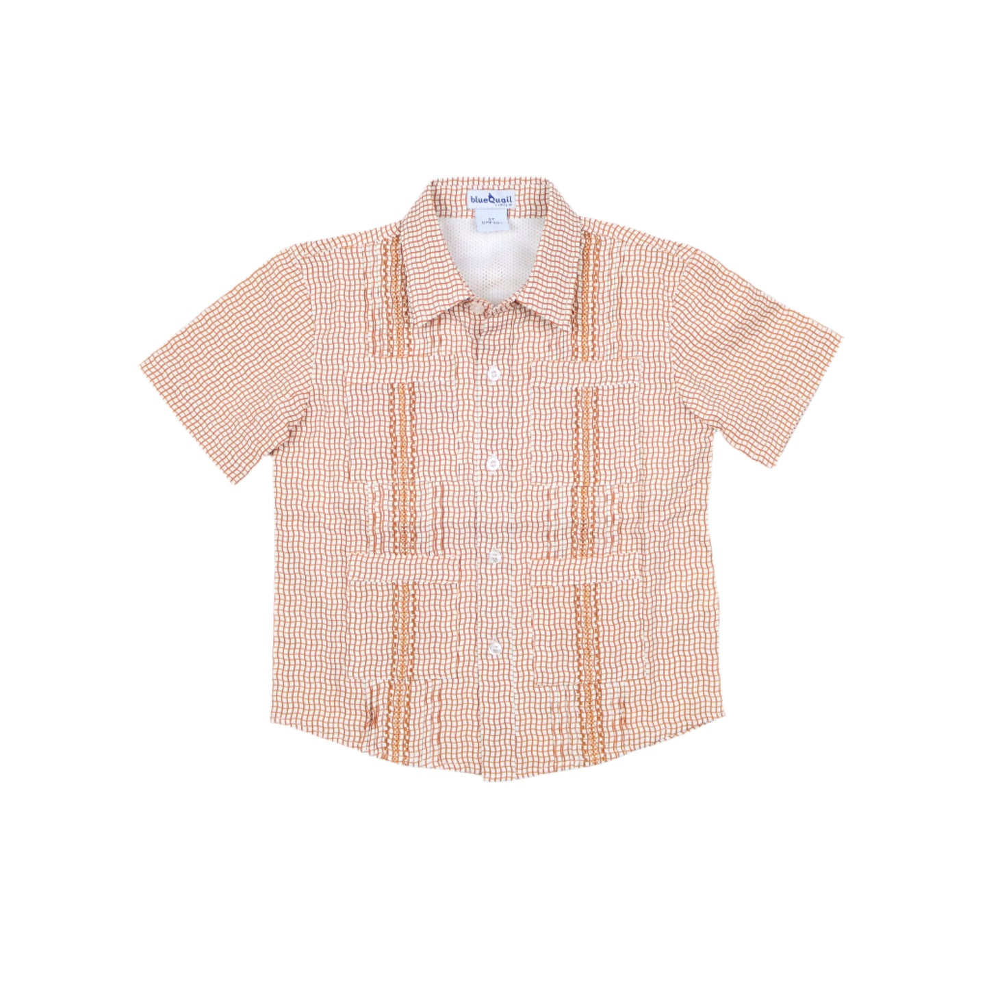 Guayabera - Gameday Burnt Orange Wave Check Short Sleeve Shirt