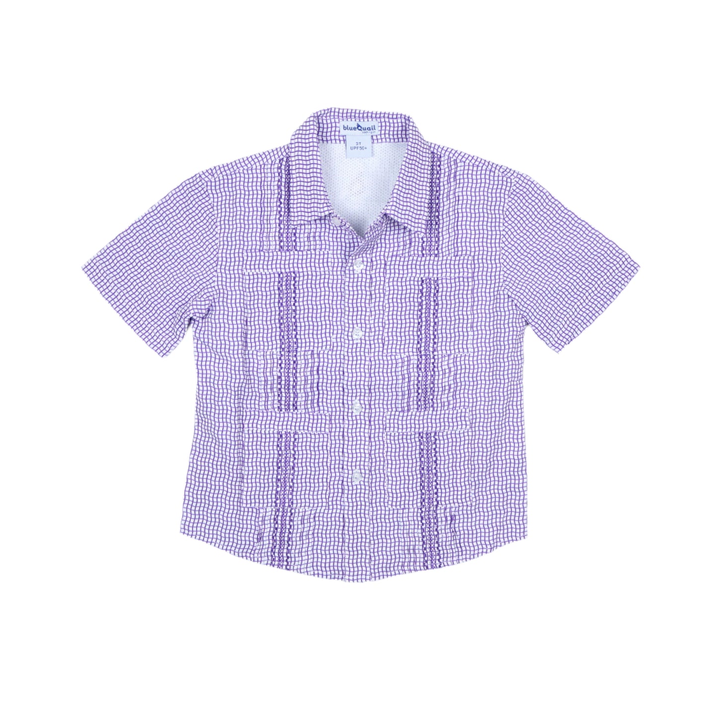 Guayabera - Gameday Purple Wave Check Short Sleeve Shirt