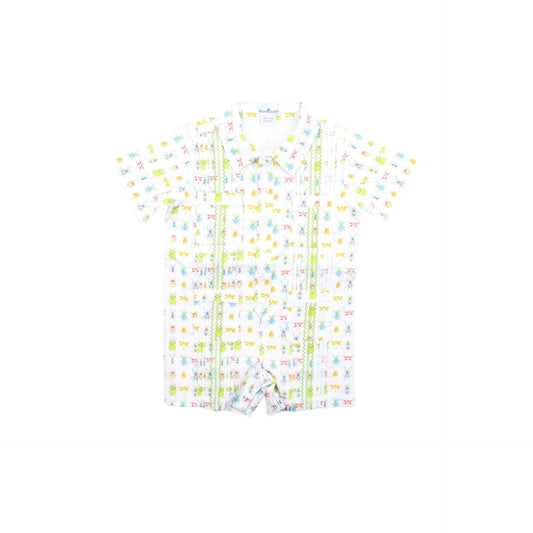 Guayabera- Beetles Short Sleeve Romper