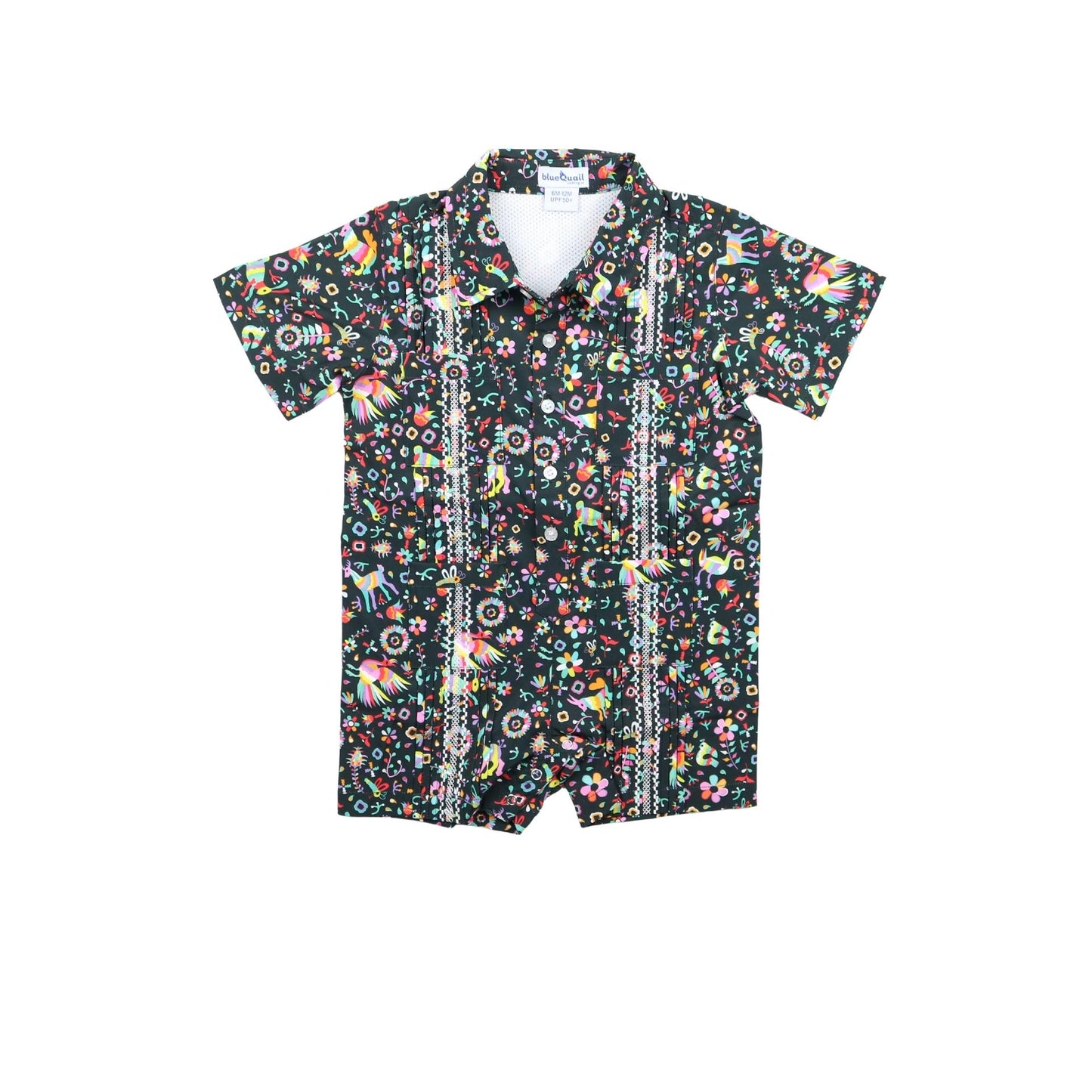 Guayabera- Dark Otomi Short Sleeve Romper