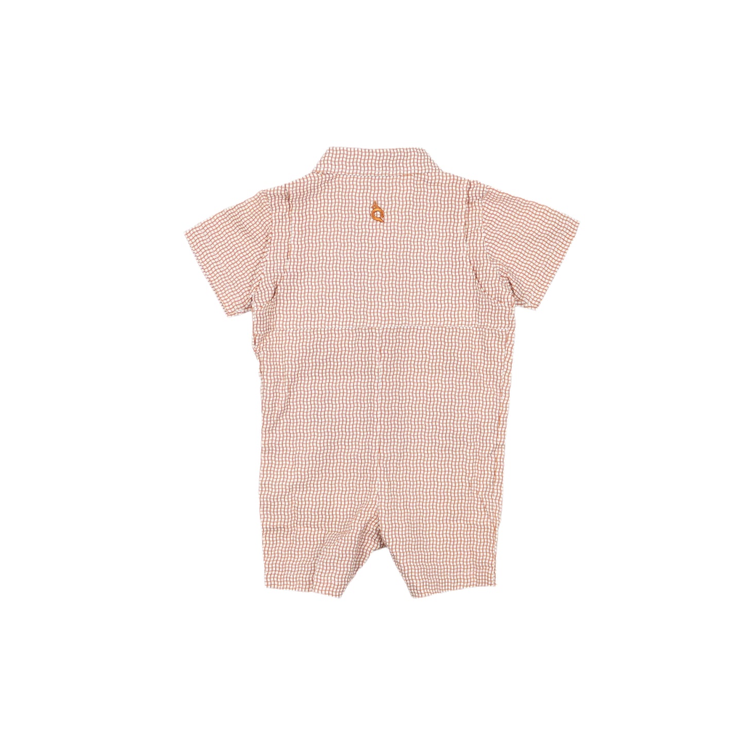 Guayabera - Gameday Burnt Orange Wave Check Short Sleeve Romper
