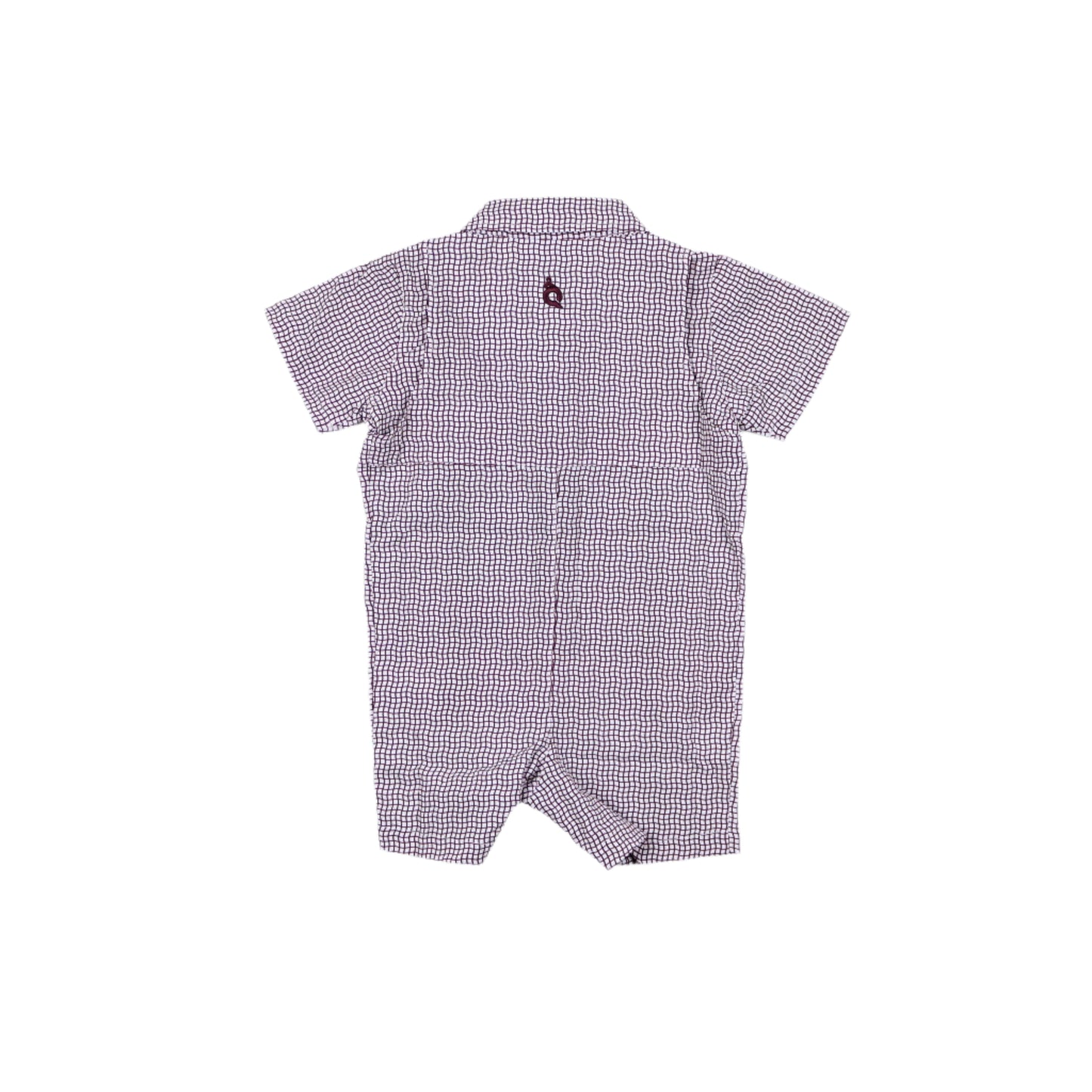 Guayabera - Gameday Maroon Wave Check Short Sleeve Romper