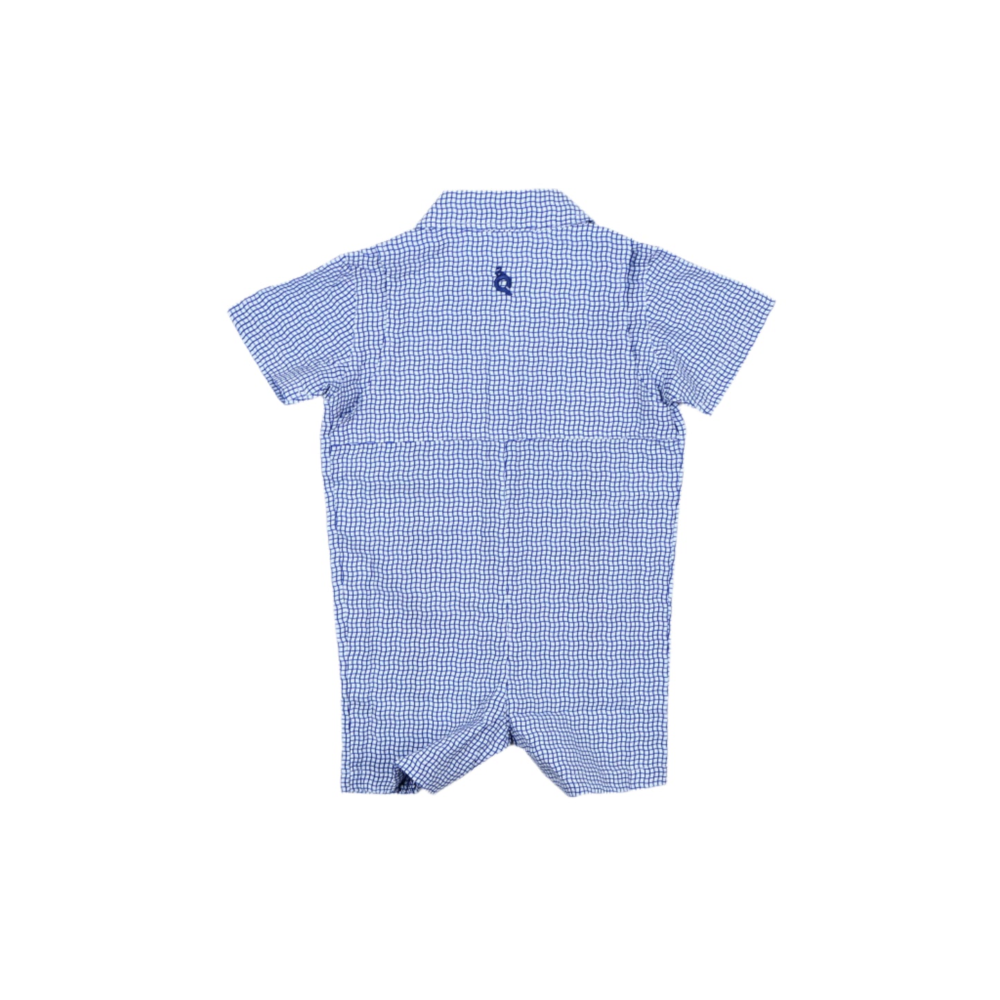 Guayabera - Gameday Navy Wave Check Short Sleeve Romper