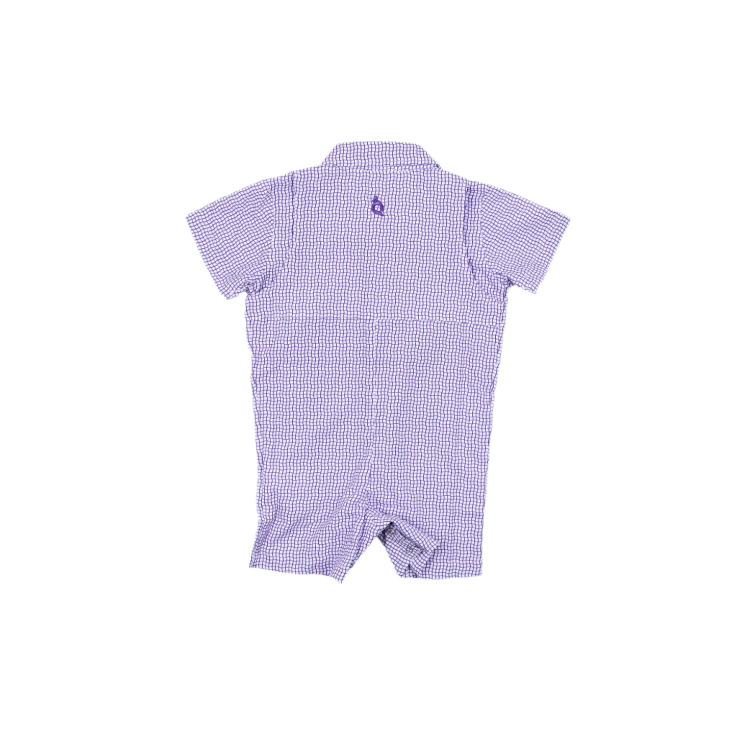 Guayabera - Gameday Purple Wave Check Short Sleeve Romper