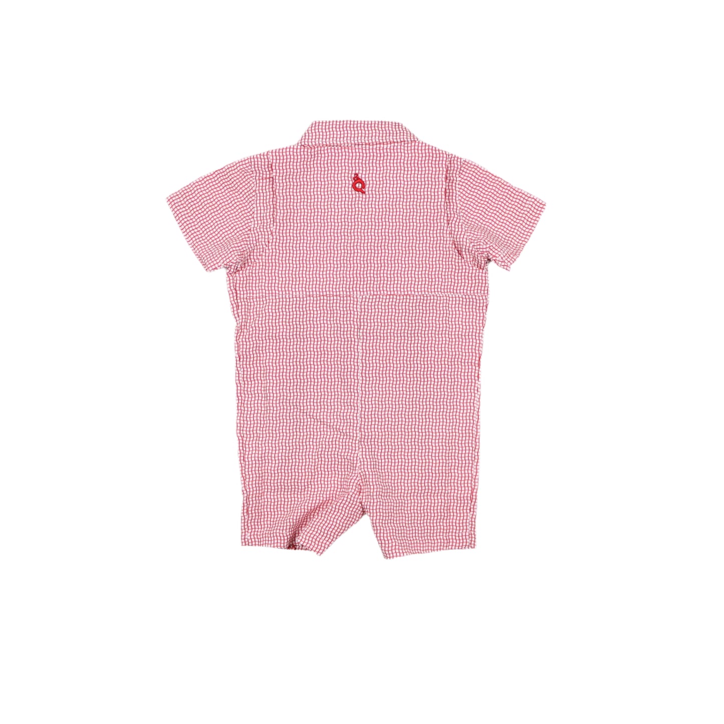Guayabera - Gameday Red Wave Check Short Sleeve Romper