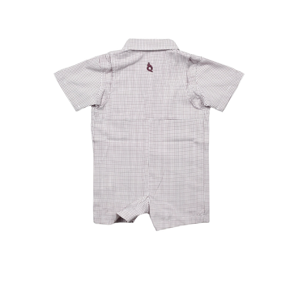 Guayabera - Classic Maroon Short Sleeve Romper