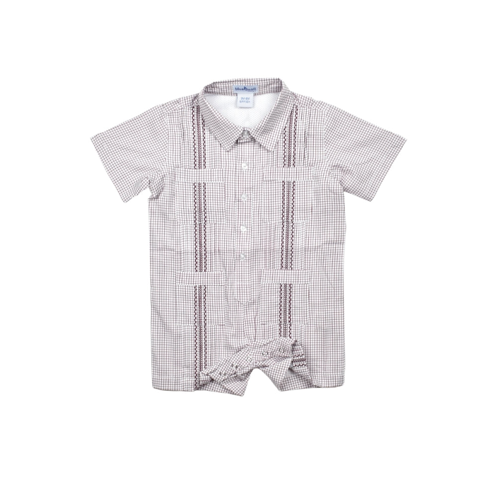 Guayabera - Classic Maroon Short Sleeve Romper
