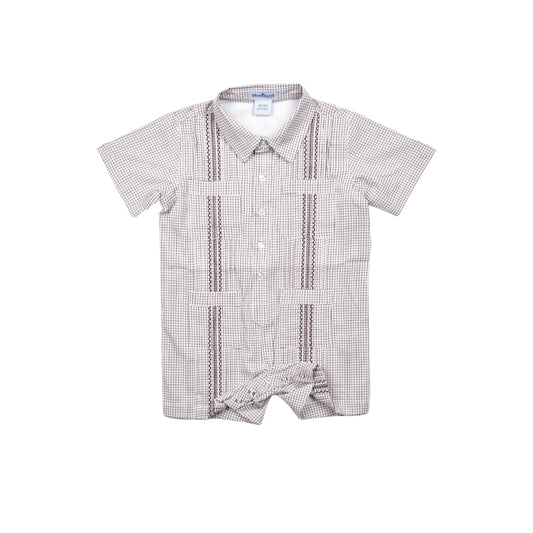 Guayabera - Classic Maroon Short Sleeve Romper