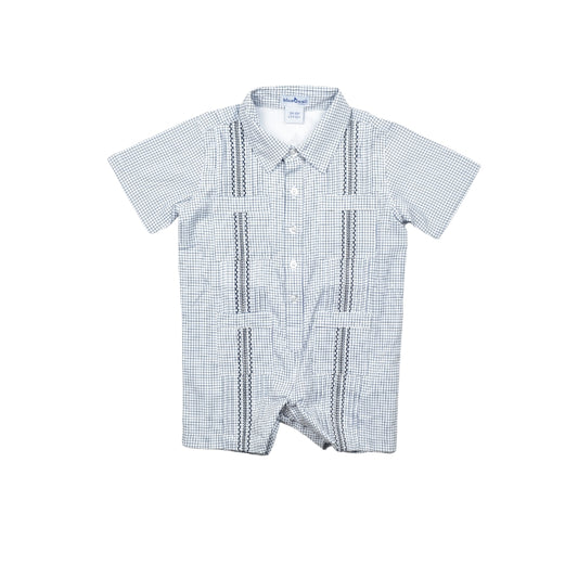 Guayabera - Classic Blue Short Sleeve Romper