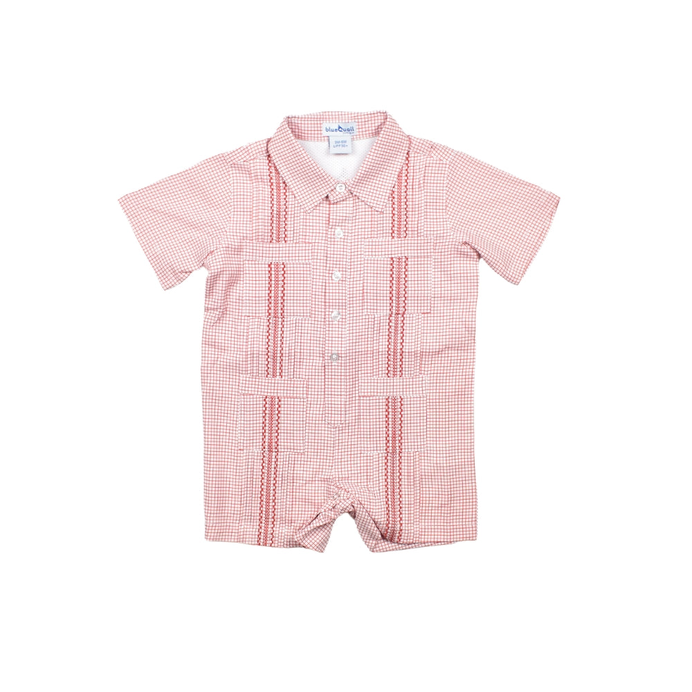 Guayabera - Gameday Red Short Sleeve Romper