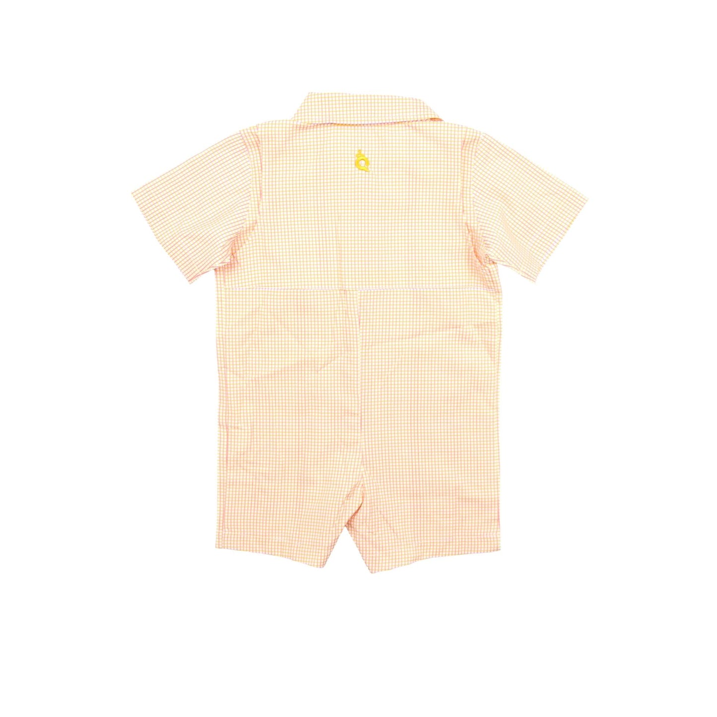 Guayabera- Pink/Citrus Check Short Sleeve Romper
