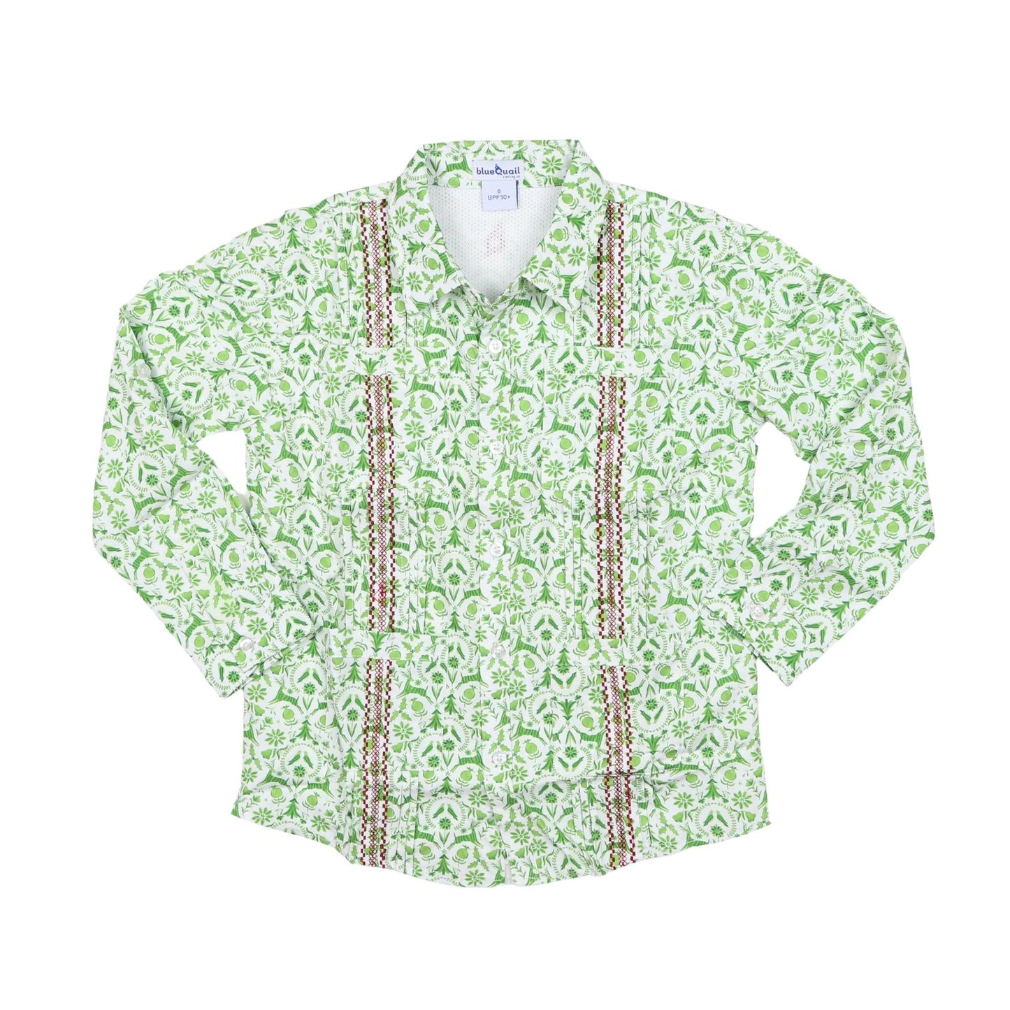 Guayabera - Christmas Otomi Long Sleeve Shirt