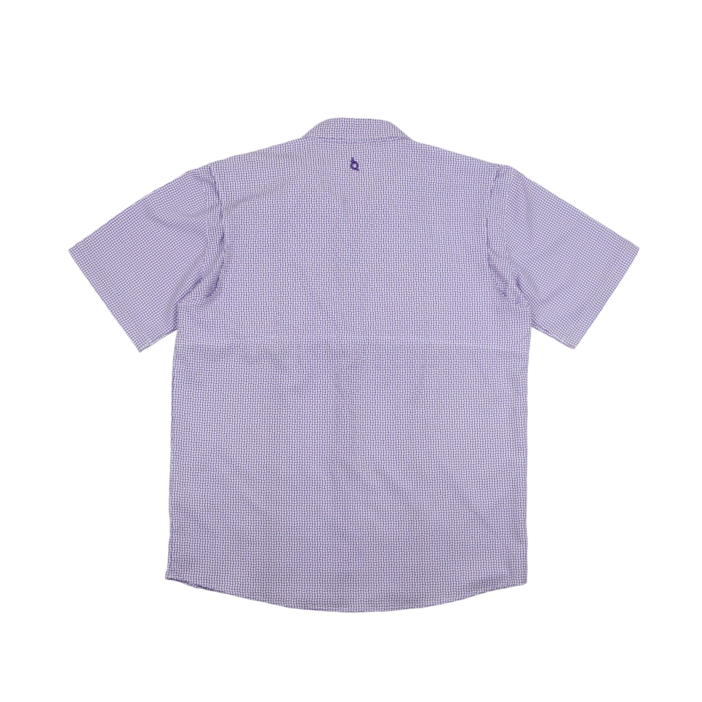 Men’s - Guayabera - Gameday Purple Wave Check Short Sleeve Shirt