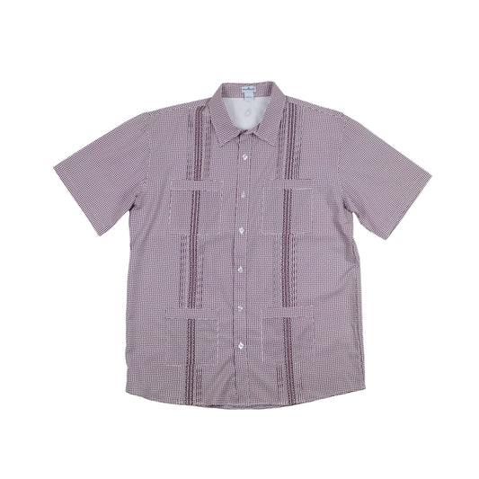 Men’s - Guayabera - Gameday Maroon Wave Check Short Sleeve Shirt