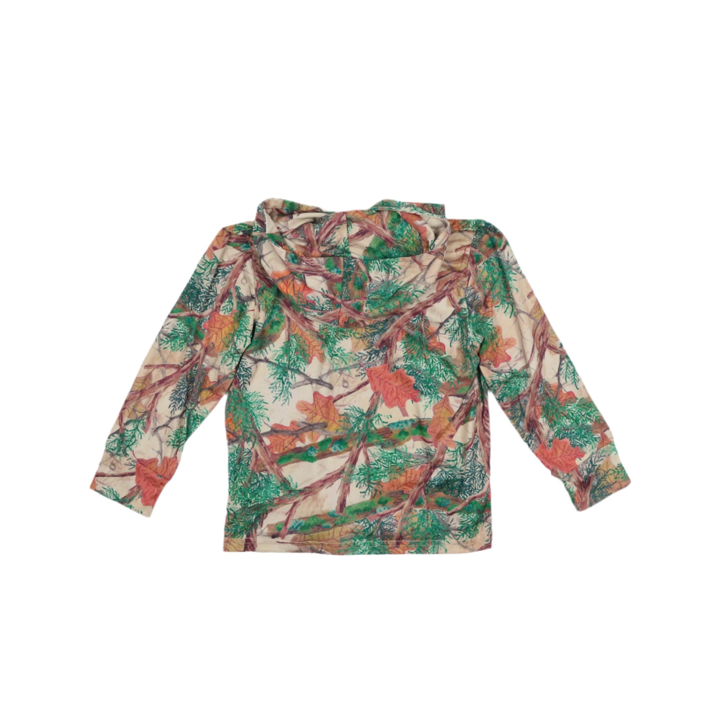 Kids lightweight performance hoodie in Hill Country Camo print, UPF 50+ sun protection by BlueQuail Clothing Co.