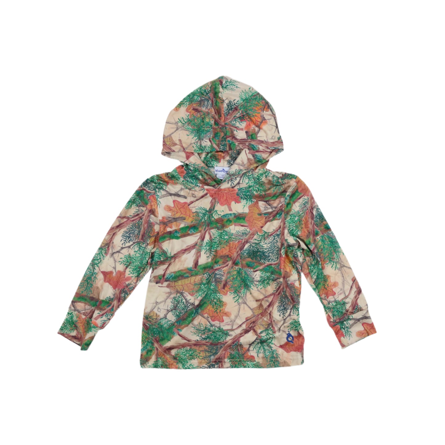 Kids lightweight performance hoodie in Hill Country Camo print, UPF 50+ sun protection by BlueQuail Clothing Co.