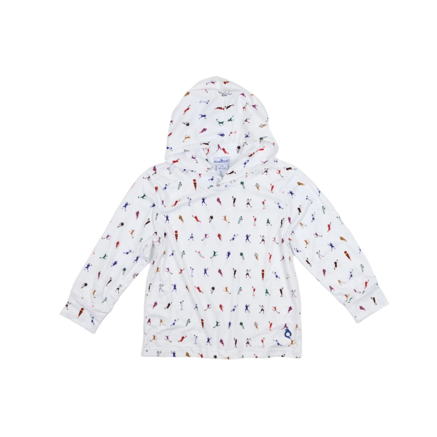 Kids lightweight performance hoodie in First Down football print, UPF 50+ sun protection by BlueQuail Clothing Co