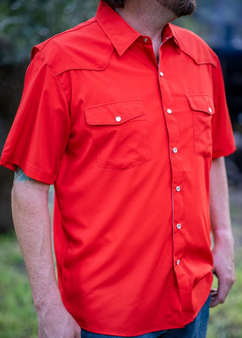 Men's - Gameday Red Pearl Snap Short Sleeve Shirt