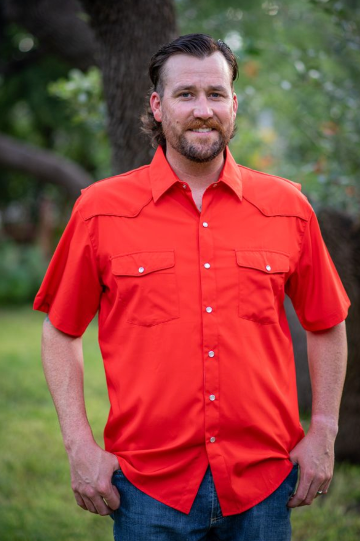 Men's - Gameday Red Pearl Snap Short Sleeve Shirt