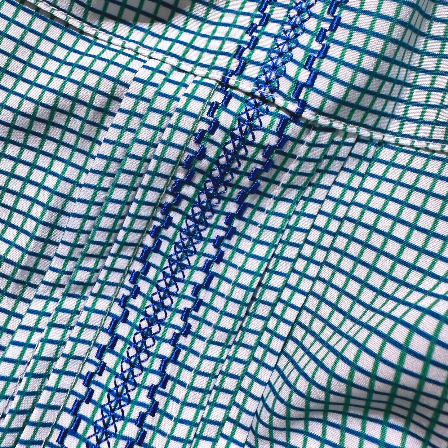 Guayabera - Navy/Jade Check Short Sleeve Shirt