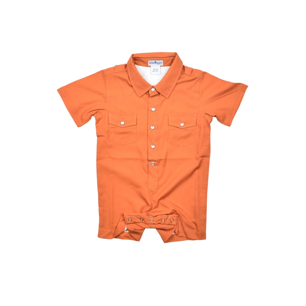 Classic Burnt Orange Pearl Snap Romper