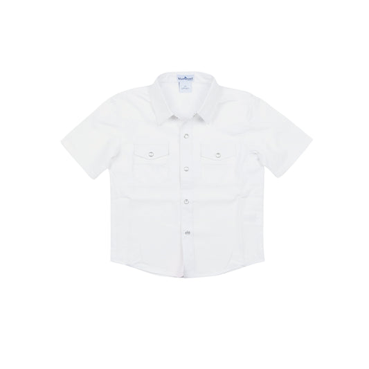Classic White Pearl Snap Short Sleeve Shirt