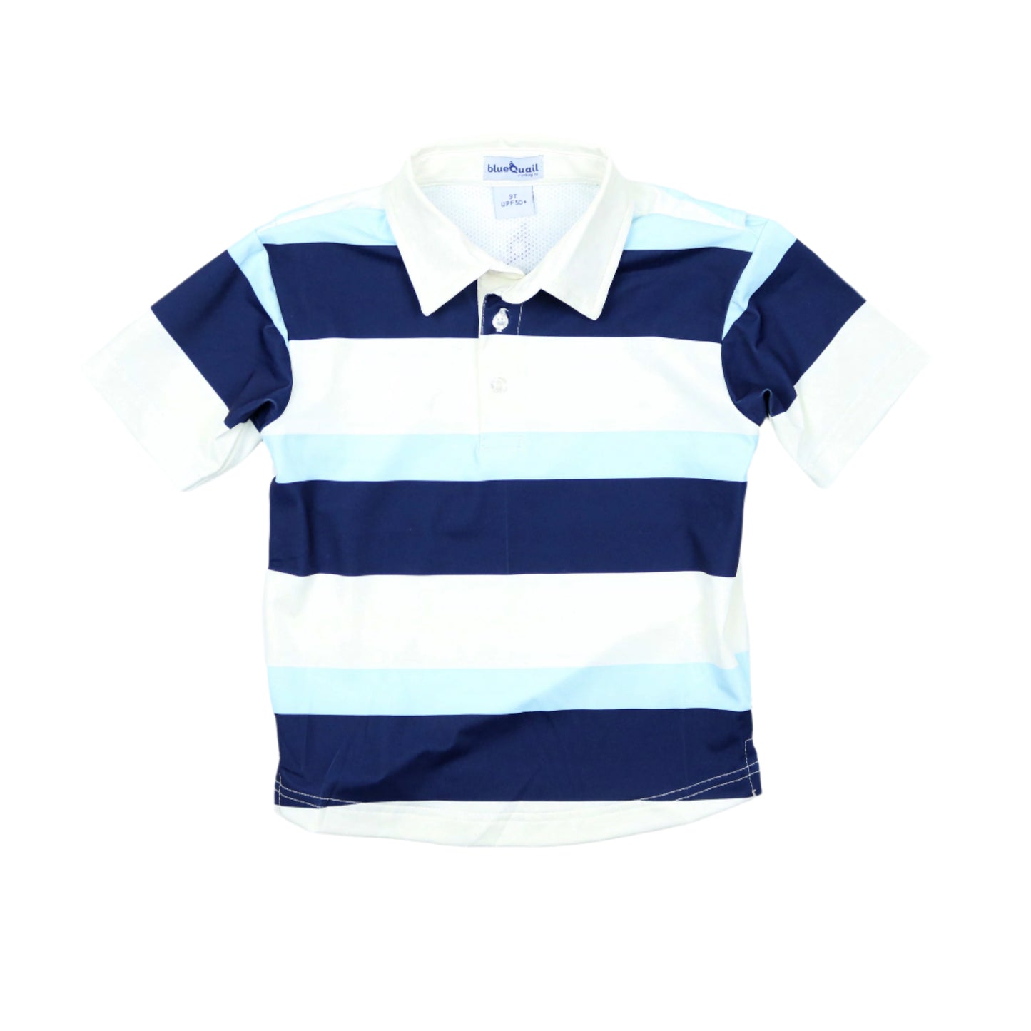 Light Blue Rugby Stripe Polo Short Sleeve Shirt