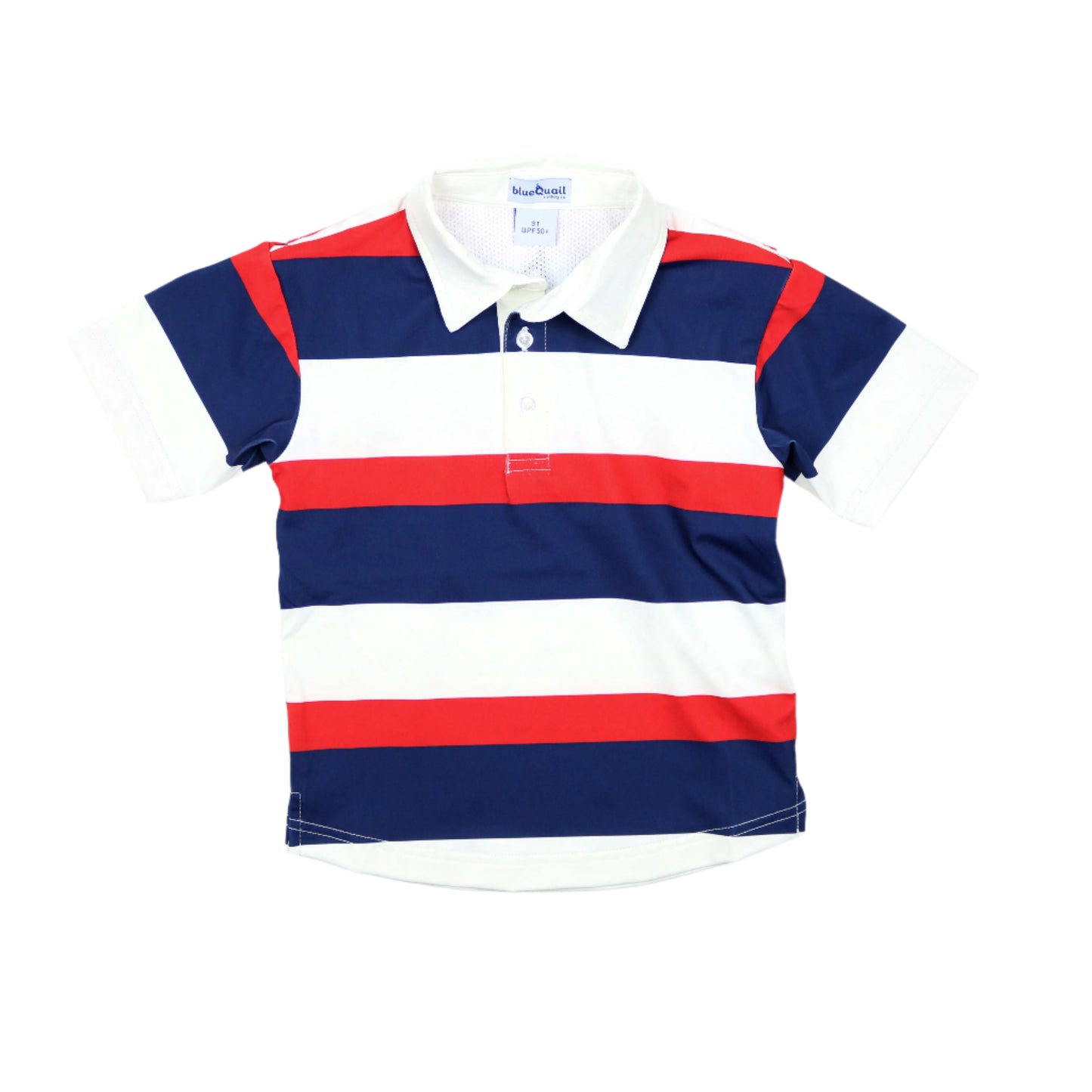 Red Rugby Stripe Polo Short Sleeve Shirt