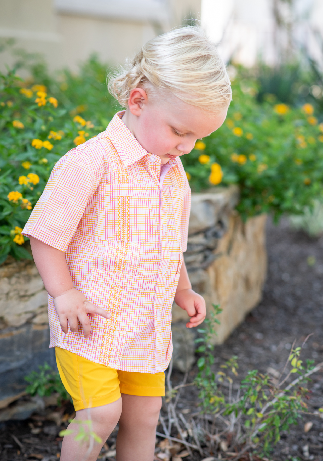 Guayabera - Pink/Citrus Check Short Sleeve Shirt