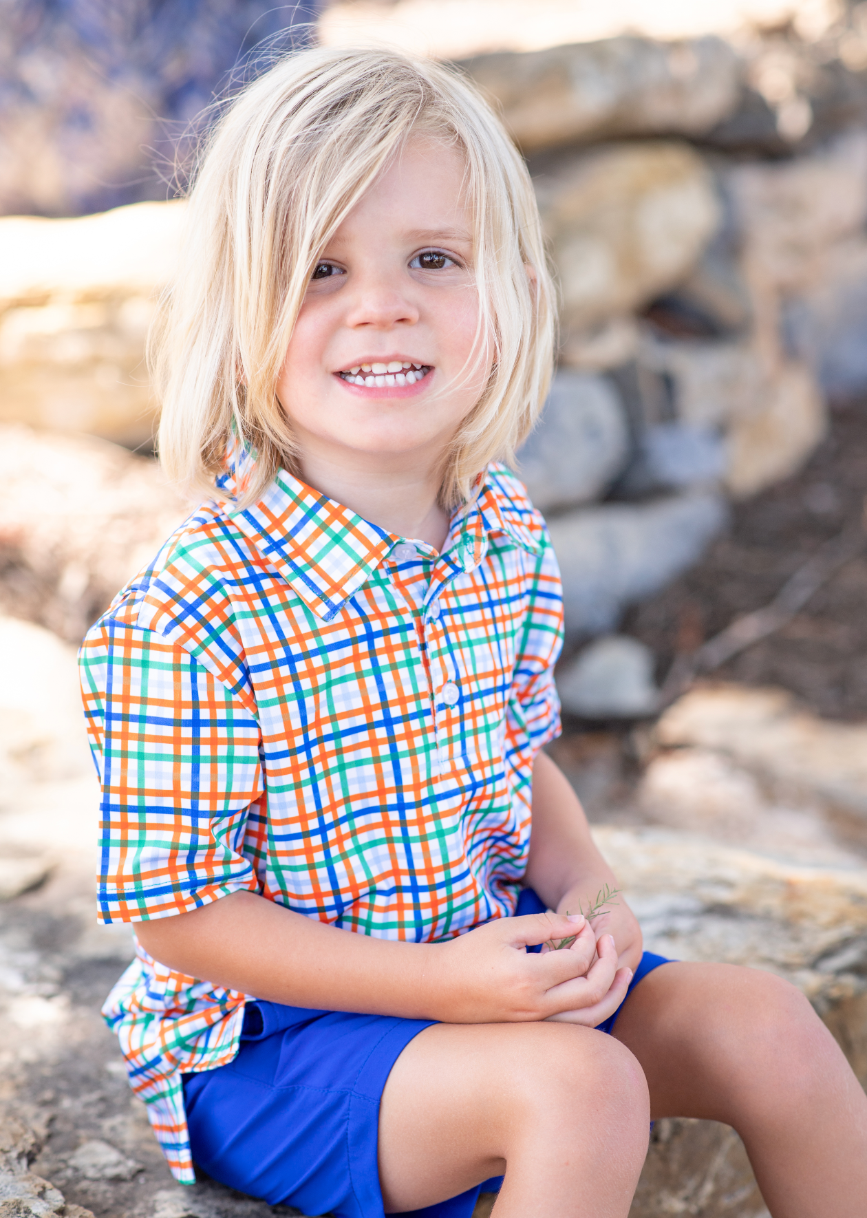 Spring 24 Plaid Polo Short Sleeve Shirt