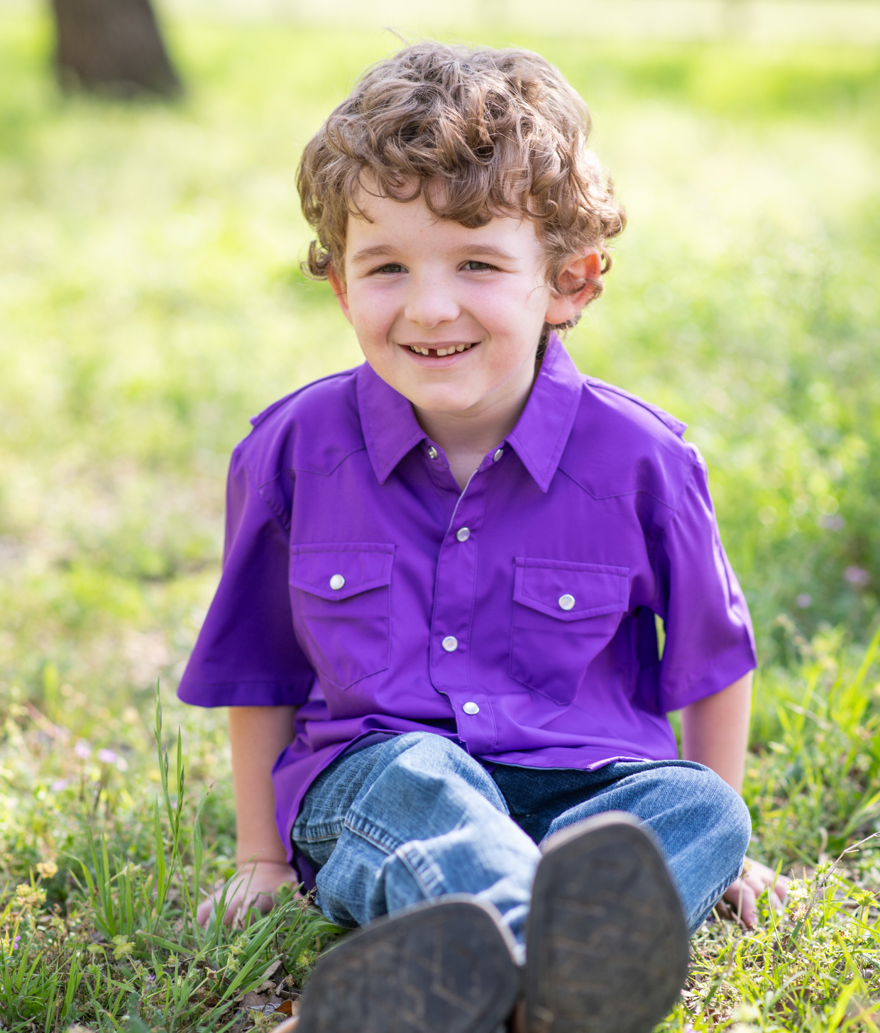 Classic Purple Pearl Snap Short Sleeve Shirt