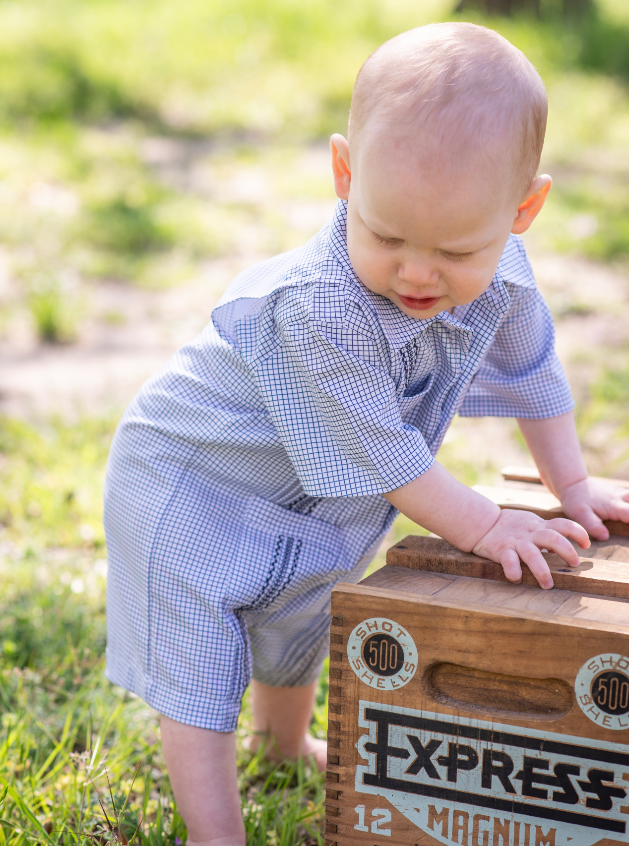 Guayabera - Classic Blue Short Sleeve Romper