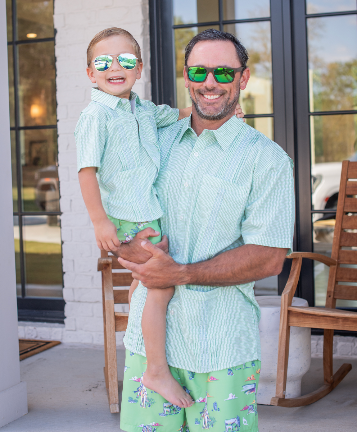 Men’s - Guayabera - Jade Apple Wave Check Short Sleeve Shirt