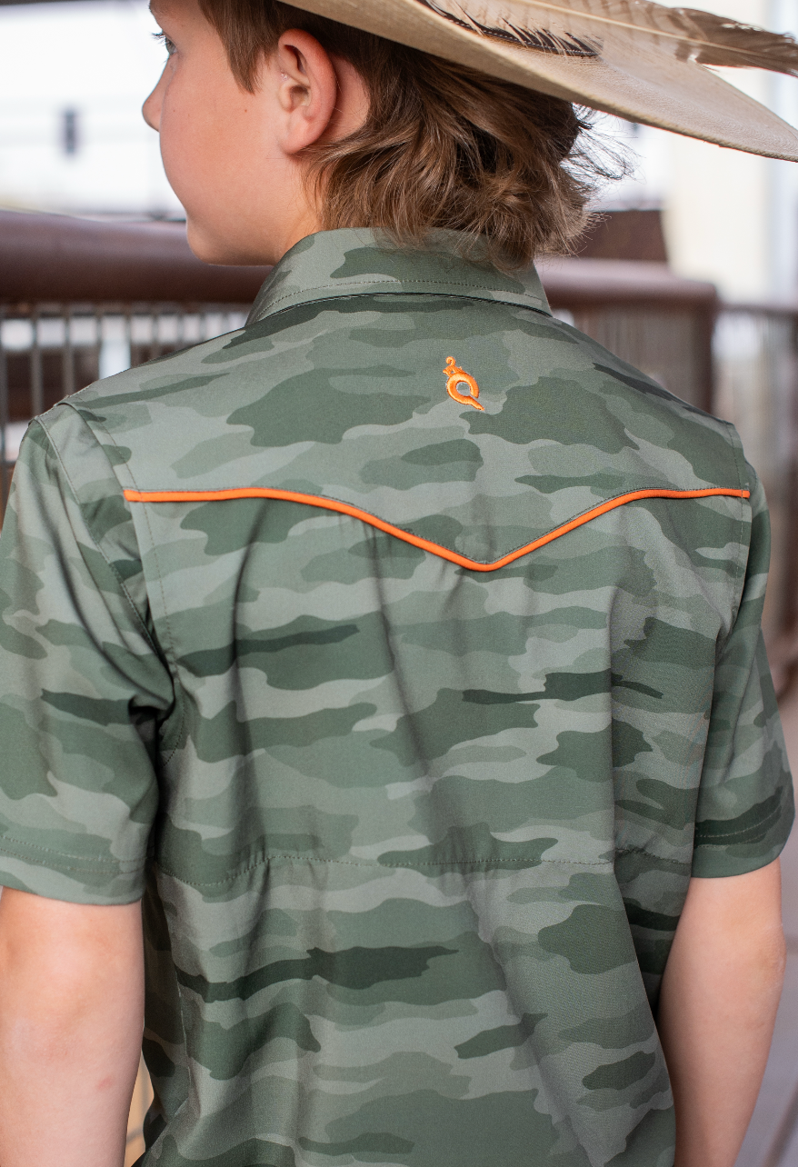 Classic Camo Green Pearl Snap Short Sleeve Shirt