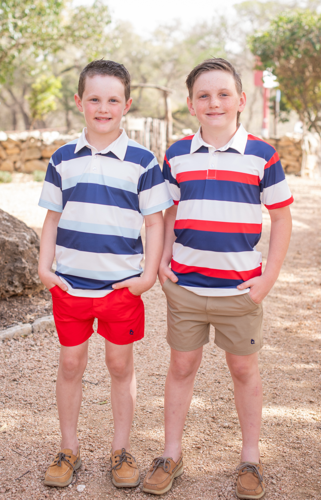 Red Rugby Stripe Polo Short Sleeve Shirt