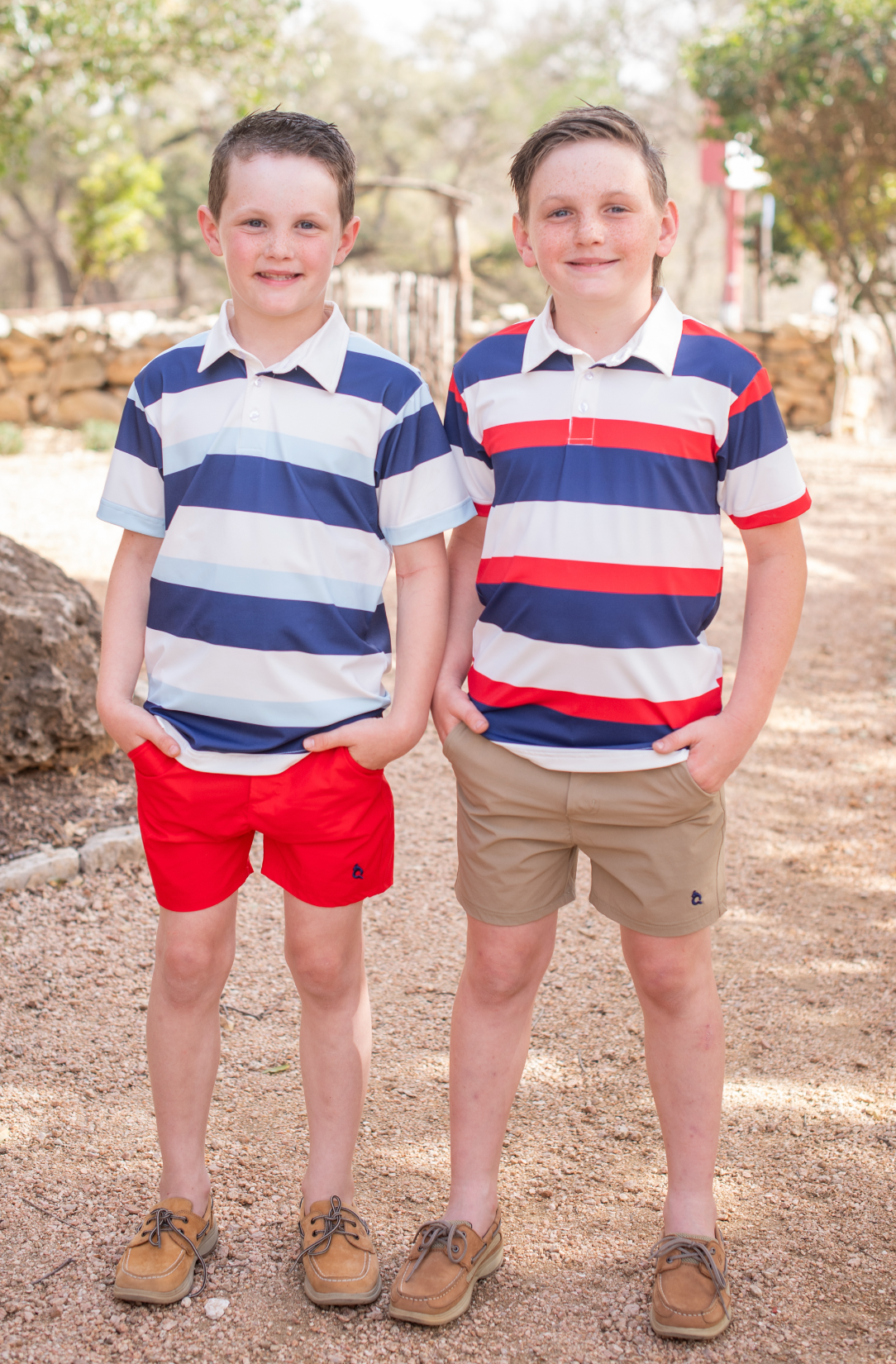 Light Blue Rugby Stripe Polo Short Sleeve Shirt
