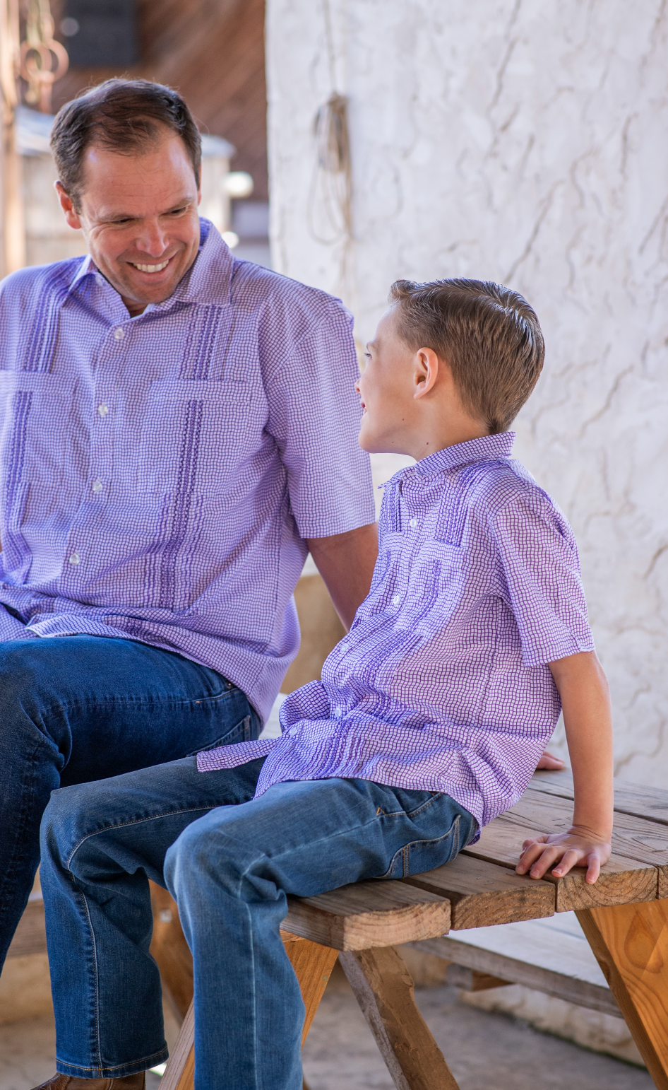 Guayabera - Gameday Purple Wave Check Short Sleeve Shirt