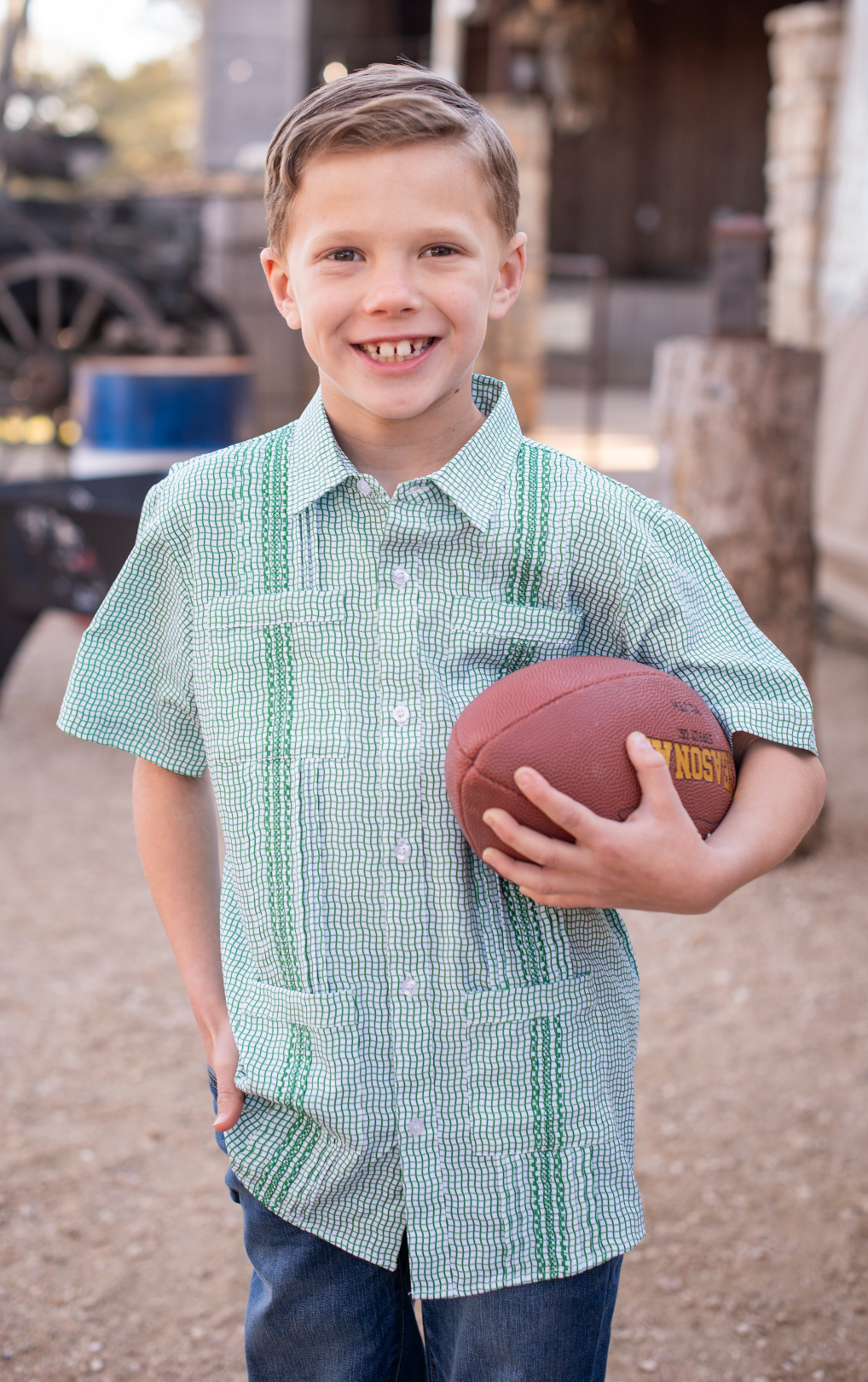 Guayabera - Gameday Green Wave Check Short Sleeve Shirt