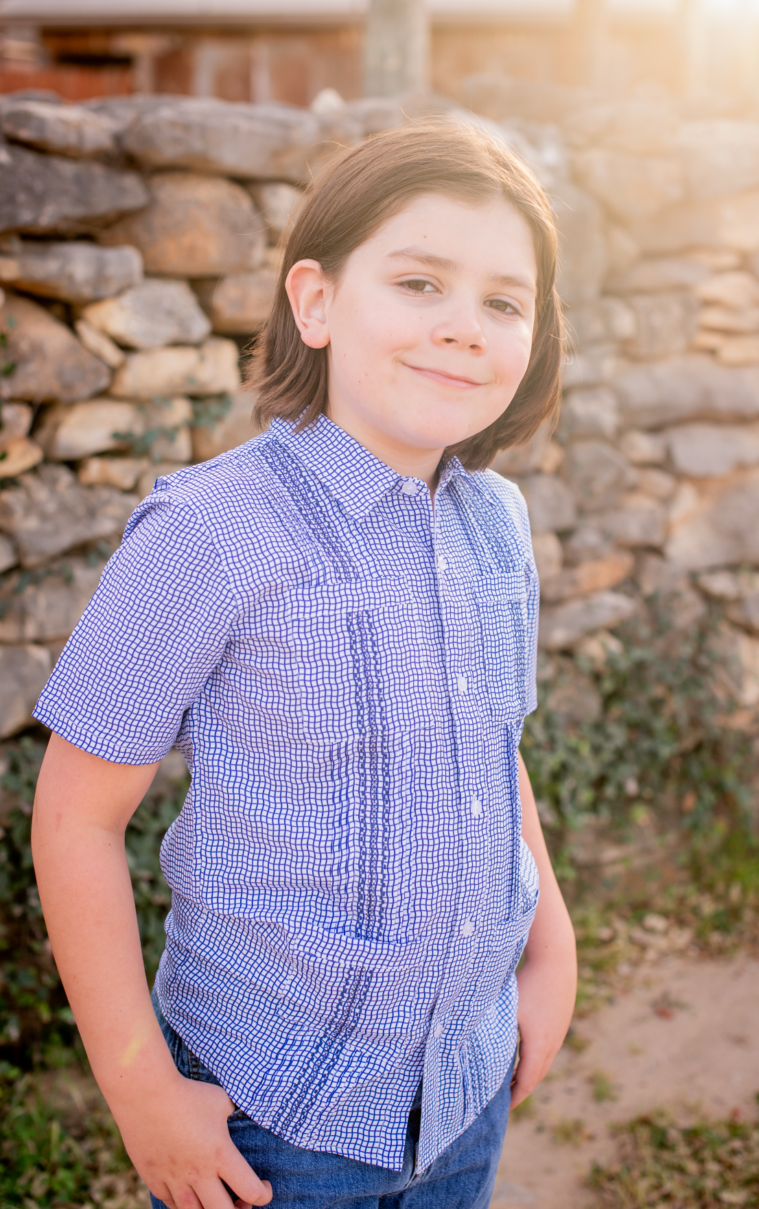Guayabera - Gameday Navy Wave Check Short Sleeve Shirt