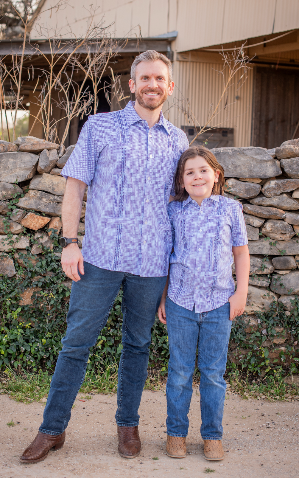 Guayabera - Gameday Navy Wave Check Short Sleeve Shirt
