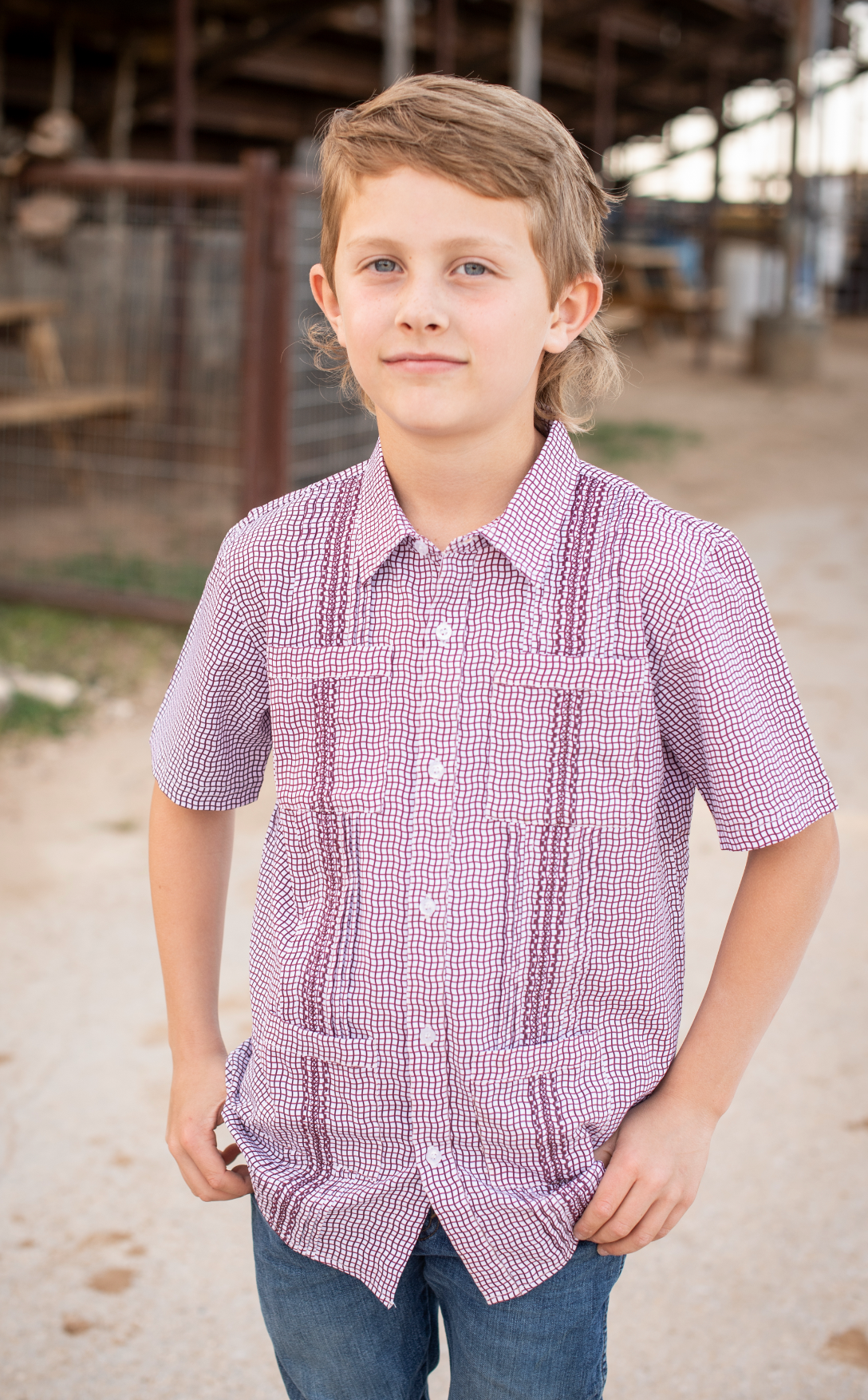 Guayabera - Gameday Maroon Wave Check Short Sleeve Shirt