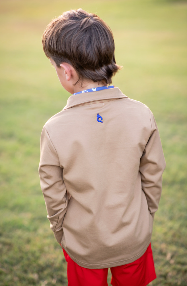 Khaki 1/4 Zip Performance Pullover